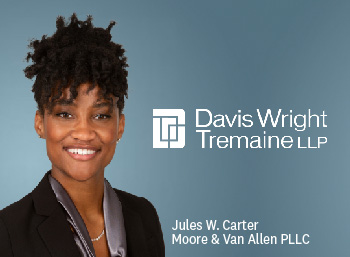 Davis Wright Tremaine logo, Jules Carter image, Moore & Van Allen